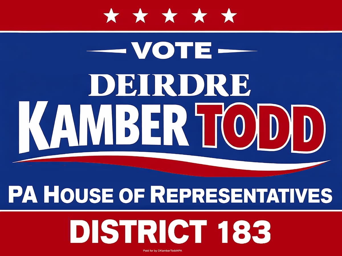 Deirdre Kamber Todd campaign yard sign for PA House District 183